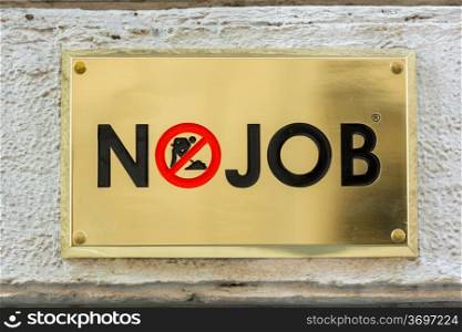 ROME, ITALY - JANUARY 27: Nojob SRL company door sign on January 27, 2013. The comapny makes apps for Android phones.