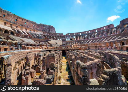 ROME, ITALY - June 18, 2016: View of the Colosseum inside, Rome, Italy