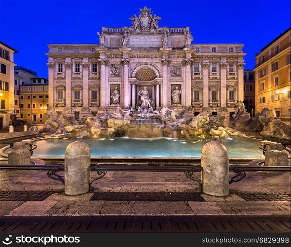 ROME, ITALY - NOVEMBER 2, 2013: Trevi Fountain in Rome. Standing 26.3 metres high and 49.15 metres wide, it is the largest Baroque fountain in Rome.