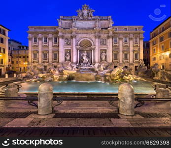 ROME, ITALY - NOVEMBER 2, 2013: Trevi Fountain in Rome. Standing 26.3 metres high and 49.15 metres wide, it is the largest Baroque fountain in Rome.