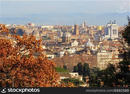 Rome (Italy) - The view of the city from Janiculum hill and terrace, with Vittoriano, Trinit? dei Monti church and Quirinale palace.