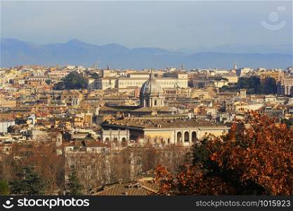 Rome, Italy - The view of the city from Janiculum hill and terrace .. Rome, Italy - The view of the city from Janiculum hill and terrace
