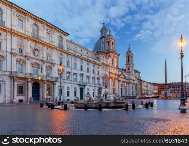 Rome. Navona Square. Piazza Navona.. The famous square Navona at dawn. Rome. Italy