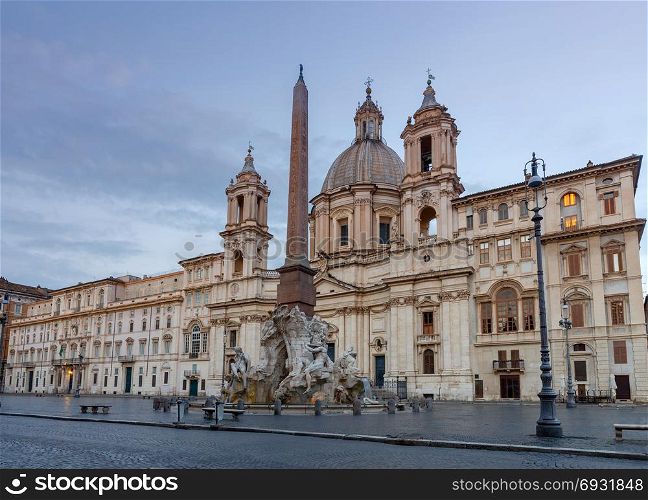 Rome. Navona Square. Piazza Navona.. The famous square Navona at dawn. Rome. Italy