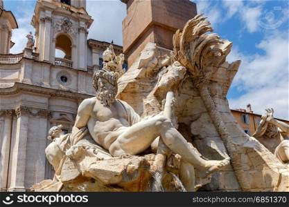 Rome. Navona Square. Piazza Navona.. The famous square of Navona at dawn. Rome. Italy.