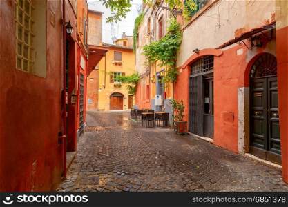 Rome. Old street.. Old medieval street in the historical part of Rome. Italy.
