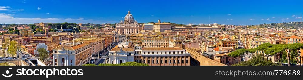 Rome rooftops and Vatican city landmarks panoramic view, capital of Italy