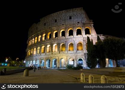 Rome&rsquo;s circus Coliseum, illuminated at night