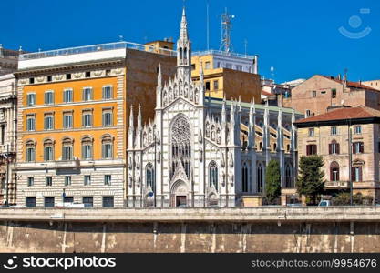 Rome. Sacred Heart Church of the Intercession on Tiber river bank in Rome, eternal city and capital of Italy