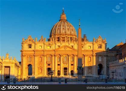 Rome. Saint Peter's Cathedral.. View of St. Peter's Cathedral early in the morning. Rome. Italy. Vatican.