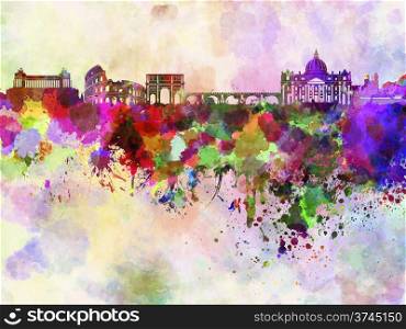 Rome skyline in watercolor background