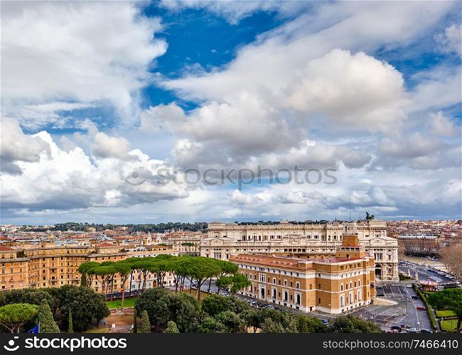 Rome skyline view from Castle of the Holy Angel (Castel Sant&rsquo;Angelo) in Italy