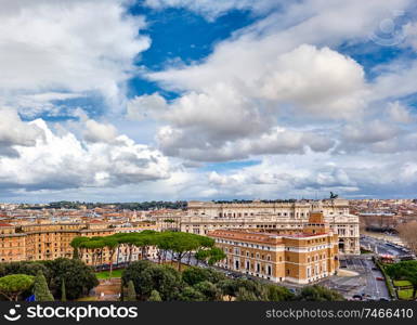 Rome skyline view from Castle of the Holy Angel (Castel Sant&rsquo;Angelo) in Italy