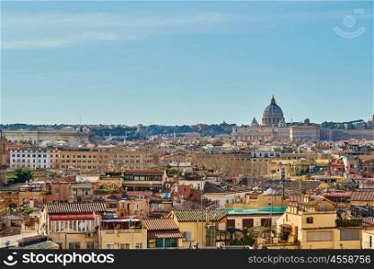 Rome skyline view from Villa Borghese in Italy