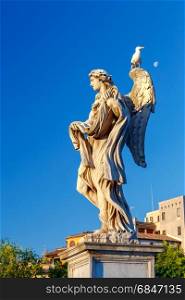 Rome. Statue on the bridge of the holy angel.. Sculpture of an angel on a bridge across the Tiber in Rome. Italy.