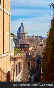 Rome street and skyline in Italy