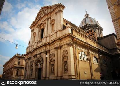 Rome - The baroque portal of church Basilica di Sant Andrea della Valle .. Rome - The baroque portal of church Basilica di Sant Andrea della Valle