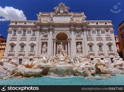 Rome. Trevi Fountain.. View of Trevi fountain a sunny day. Rome. Italy