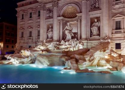 Rome. Trevi Fountain.. View of Trevi fountain at dawn. Rome. Italy