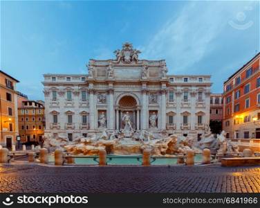 Rome. Trevi Fountain.. View of Trevi fountain at dawn. Rome. Italy