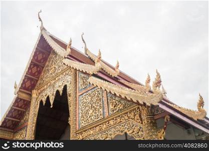 Roof art of phra singha temple in Chiang Mai, Thailand is a public place