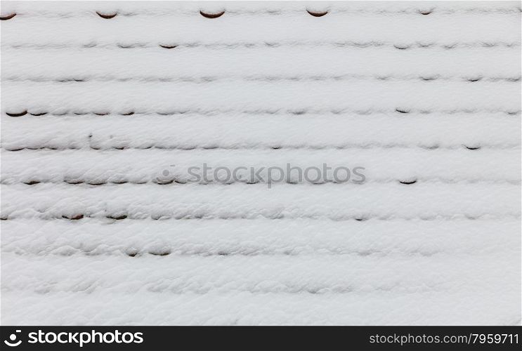 Roof covered with snow background texture. Winter season and seasonal specific.