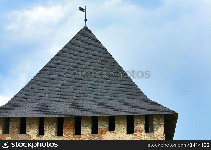 Roof of Khotyn Fortress (Chernivtsi Oblast, Ukraine). Construction was started in 1325, while major improvements were made in the 1380s and in the 1460s.