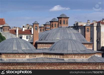 Roof of old turkish hamam in mAnisa, Turkey