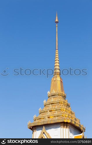 roof of pagoda in the blue sky.bright blue sky background.