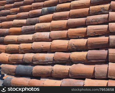 Roof tiles. Detail of red roof tiles useful as a background