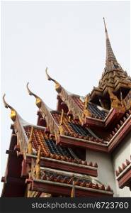 Roofs of buddhist temple in monastery wat Yannawa, Bangkok, Thailand