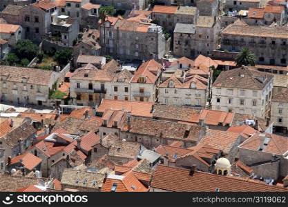 Roofs of houses in the center of Hvar, Croatia