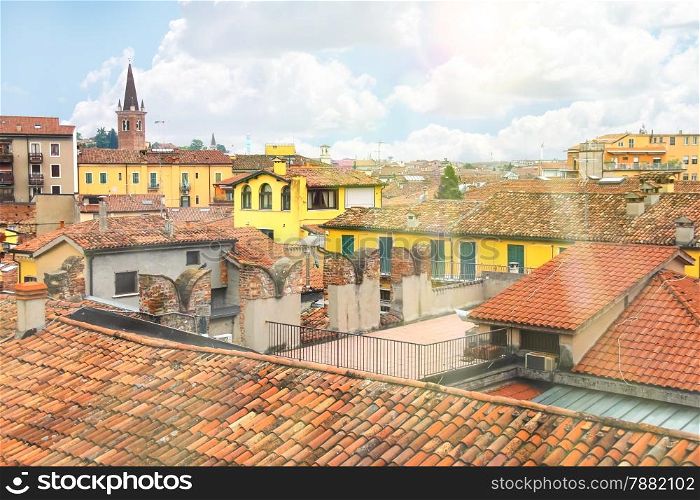 Roofs of houses in the city of Verona, Italy