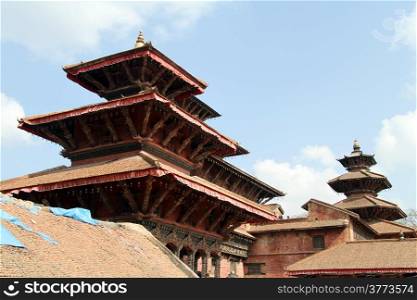 Roofs of king&rsquo;s palace on the Durbar square in Patan, Nepal