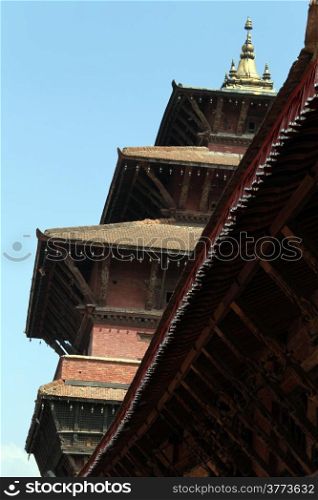 Roofs of king&rsquo;s palase on Durbar square in Patan, Nepal