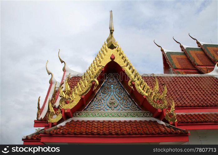Roofs of new buddhist temple in Thailand