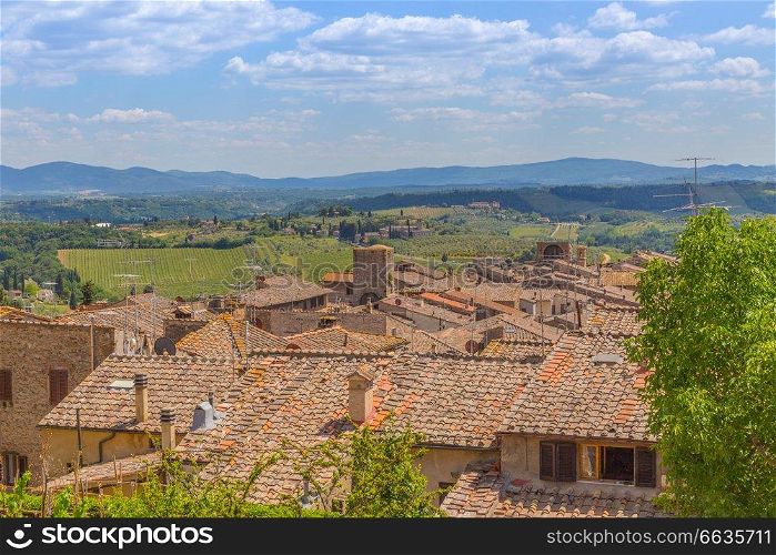 Roofs of San Gimignano in Tuscany Italy.. Roofs of San Gimignano in Tuscany Italy