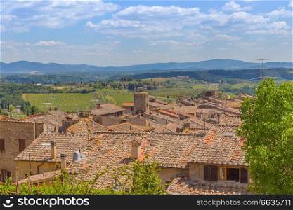 Roofs of San Gimignano in Tuscany Italy.. Roofs of San Gimignano in Tuscany Italy