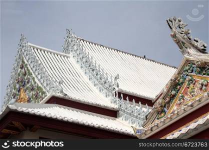 Roofs of temple in wat Bowonniwet, Bangkok, Thailand