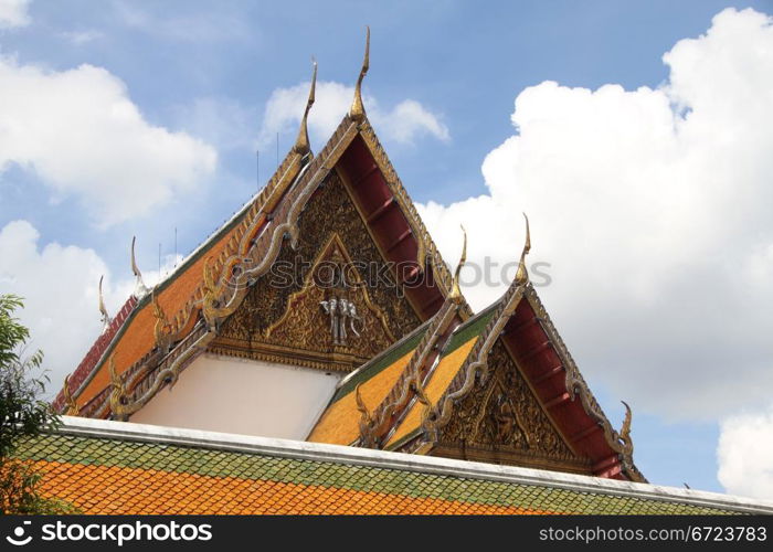 Roofs of temple in wat Suthat, Bangkok, Thailand