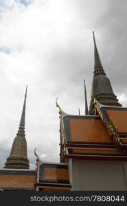 Roofs of temples in wat Pho in Bangkok, Thailand