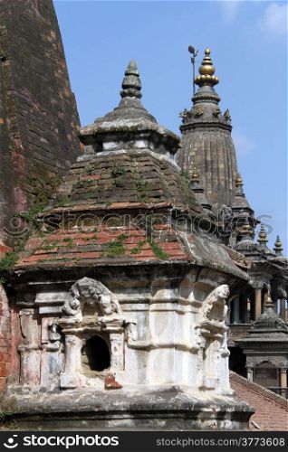 Roofs of temples on Durbar square in Patan, Nepal
