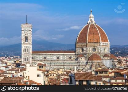 Rooftop view of medieval Duomo cathedral in Florence.