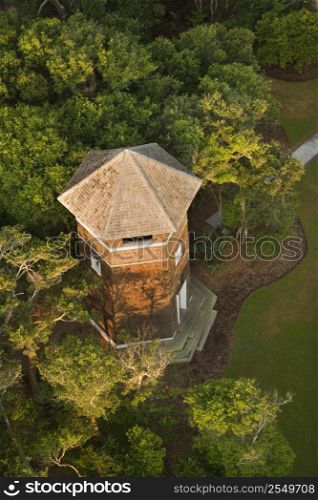 Rooftop view of tower building at Bald Head Island, North Carolina.