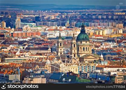 Rooftops and famous landmarks of Budapest, capital of Hungary