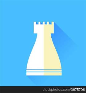 Rook Chess Icon Isolated on Blue Background. Rook Chess Icon