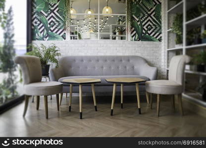 Room ambiance with sofa armchair, stock photo