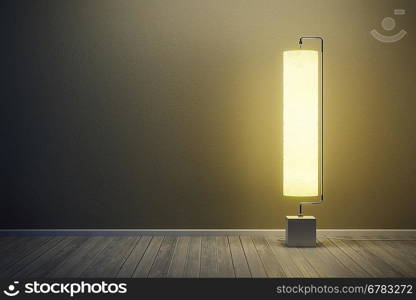 room at nigh with illuminated floor lamp