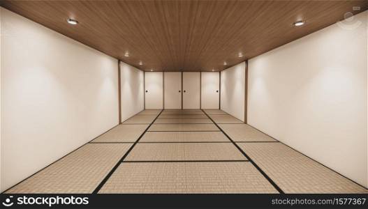 room empty with Tatami mats and paper sliding doors called Shoji on room zen style.3D rendering