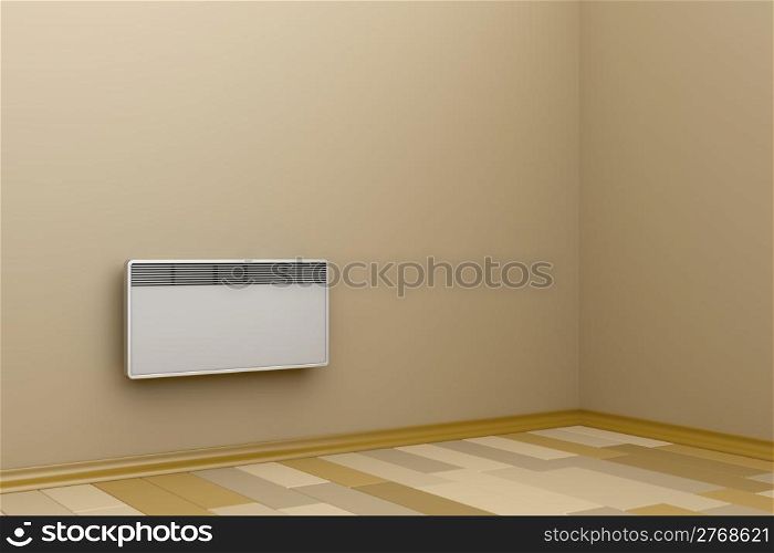 Room heated with convection heater